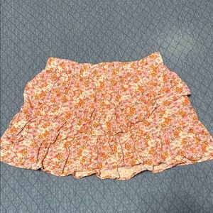 Art Class Floral Mini Skirt - Pink and Orange